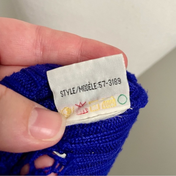 Vintage Y2K Dynamite Crochet Sheer T Shirt Cobolt Blue Size Extra Small - Picture 5 of 5